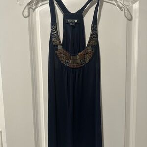 Forever 21 Size S Navy Embellished Racerback Tank Top